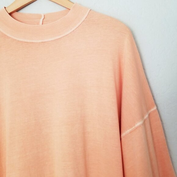 Free People We The Free Be Free Longline Tunic Top M 100% Cotton Orange Sorbet - Picture 9 of 14